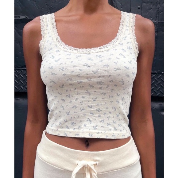 Brandy Melville Ronnie Ditsy Floral Cropped Lace Tank Top - Picture 1 of 13